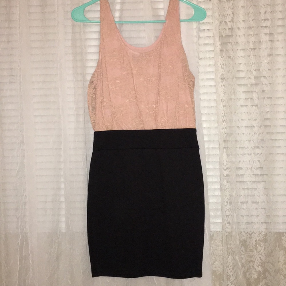 Forever 21 Black and pink mini lace dress
